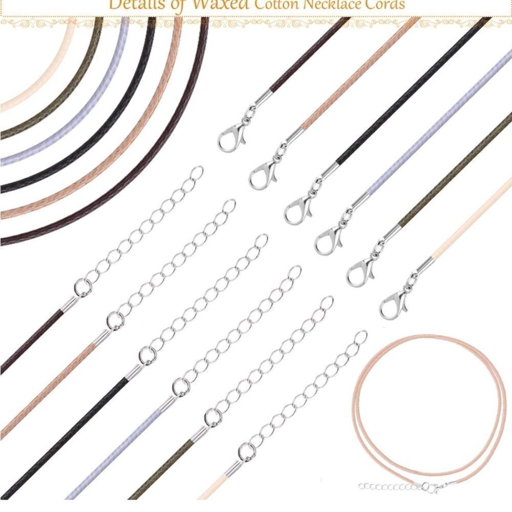 Necklace Cord, Selizo 100pcs Necklace String, Waxed Cotton Necklace Cord with Cl - Picture 3 of 5